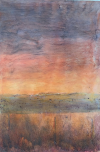 ‘Fire in Our Skies’ Encaustic Original (Triptych), January 2020